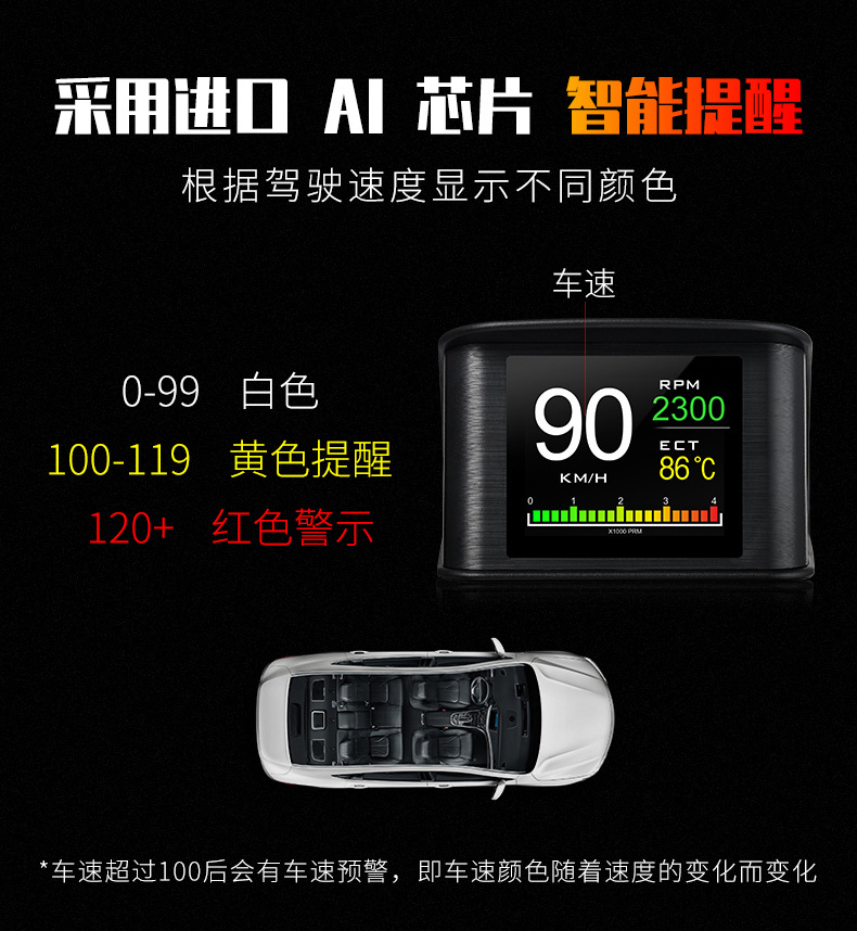 Car Smart Hud Head-Up Display Car High-Definition Obd Portable Lcd Driving Computer Display P10