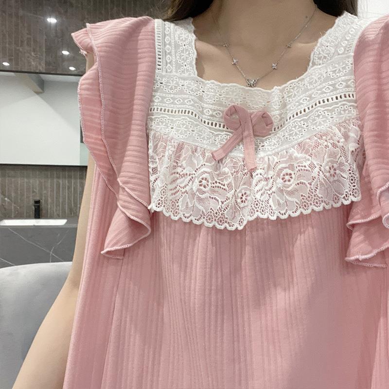 2023 pijamas de verano dulce lindo pit strip camisón cuello encaje chaleco falda ropa para el hogar pelo las mujeres