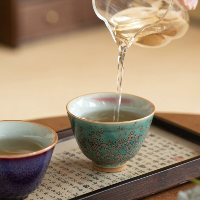 Керамическая кружка Jun Kiln Tea Cup Kiln Master Cup Kung Fu Tea Cup Single Cup Single Cup Ceramic Personal Cup Qingshan