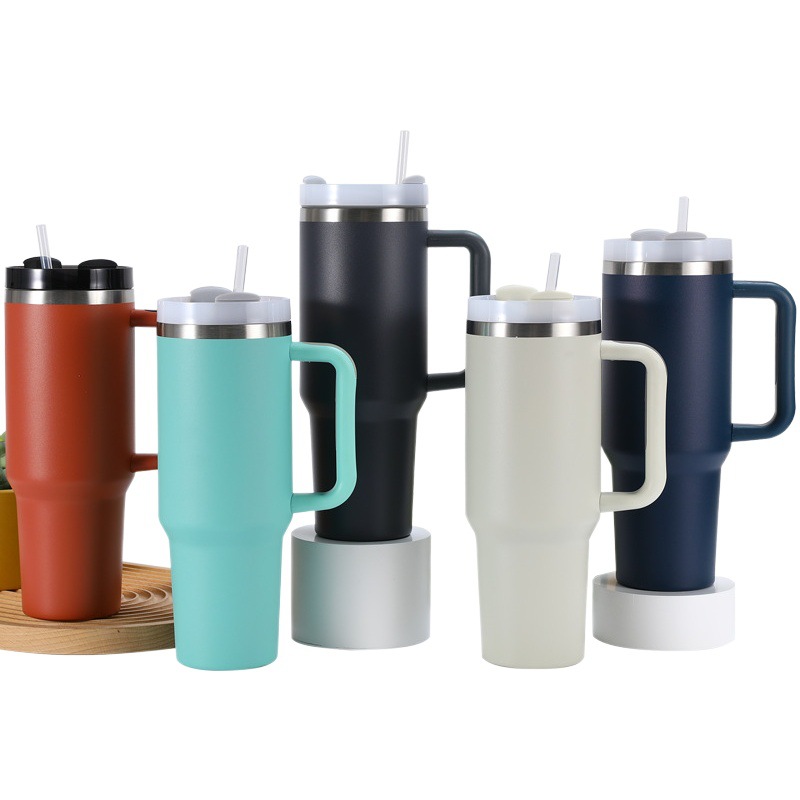 Transfronterizo en stock 40Oz Coche Taza de gran capacidad de doble capa de acero inoxidable mango Taza portátil al aire libre taza de vacío del coche