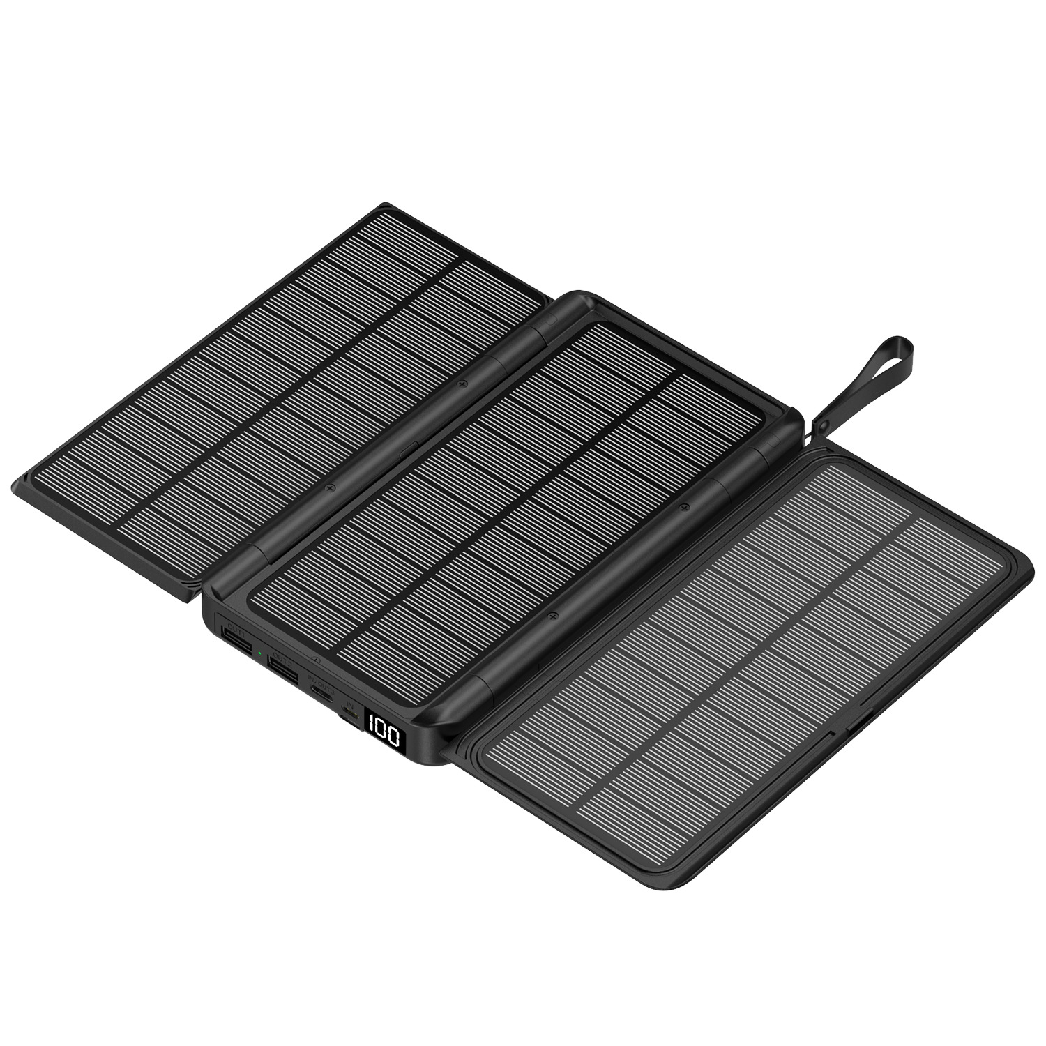 20000mAh Solar Power Bank With Wireless Charging, LED Flashlight & Digital Display - Compact & Portable For Outdoor Travel, Camping, Emergency_voghion.com