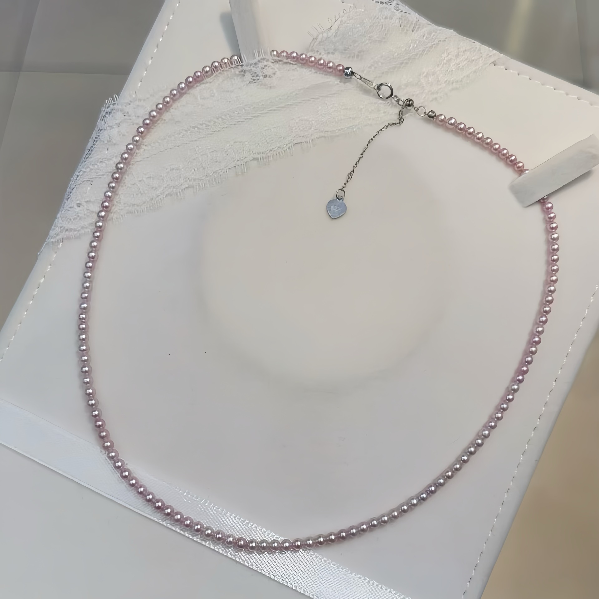 ���ߵ�ˮ����߼�����S925������Ȼɫ3-4mm��Բ��Ͼ������������