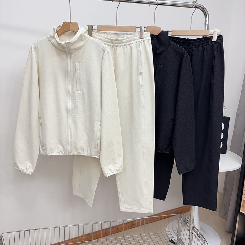 Wtheone High-Quality Lu Brand Waffle Waterproof High-Waisted Harem Pants Stand-Collar Jacket Sports Suit for Women 2026 Wtheone High-Quality Lu Brand Waffle Waterproof High-Waisted Harem Pants Stand-Collar Jacket Sports Suit for Women 2026