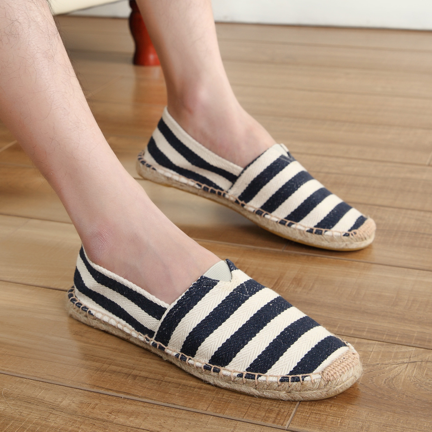 Zapatos de lino casuales tejidos de paja perezosos zapatos de lona absorbentes de sudor zapatos de pescador de hombre zapatos de lino zapatos de tamaño grande