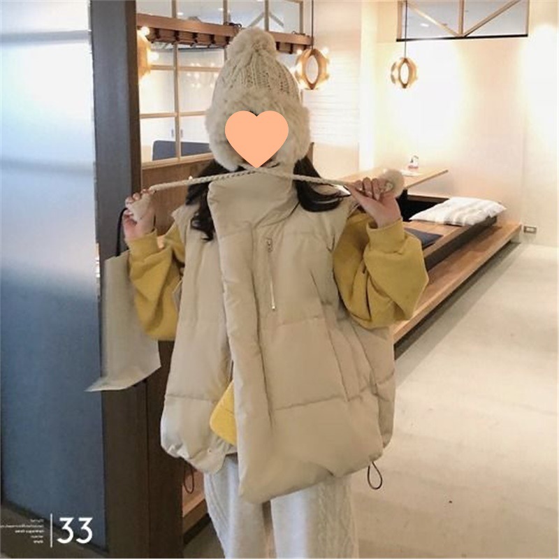 ChicShe 2024 Koreanische Version Lockerer Studentinnen-Daunen-Kurzjacke, verdickte Weste, Baumwollmantel_voghion.com