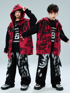 Street Dance Kidsren's Trendy Clothing Performance Clothing Boys' Suits Hiphop Kidsren's Clothing Kidsren's Hip-Hop Jazz Dancer Trendy Brand Vests