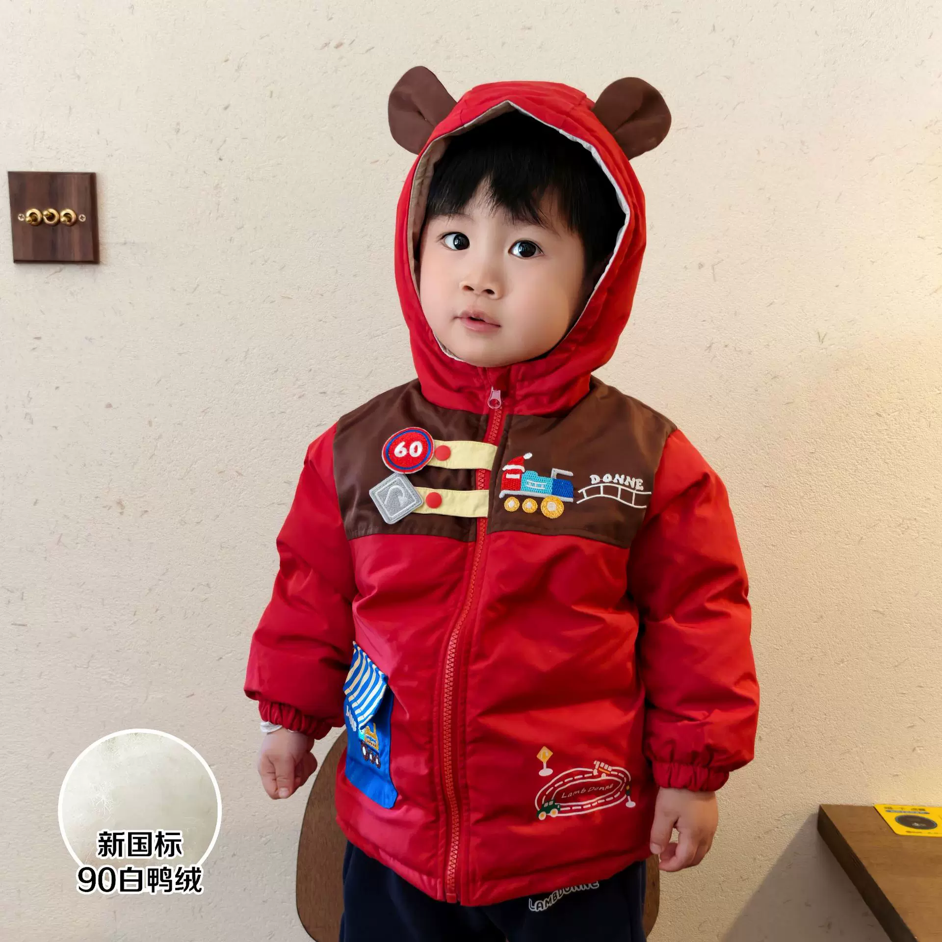 加工定制儿童红色羽绒服25年年童羽绒服加厚羽绒内胆儿童保暖冬装