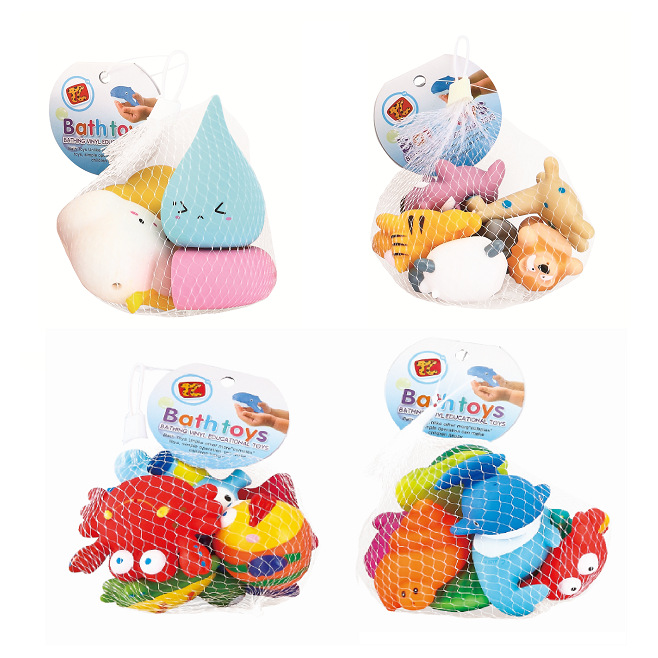 儿童浴室洗澡玩具搪胶软胶卡通动物喷水戏水玩具pvc小黄鸭捏捏叫