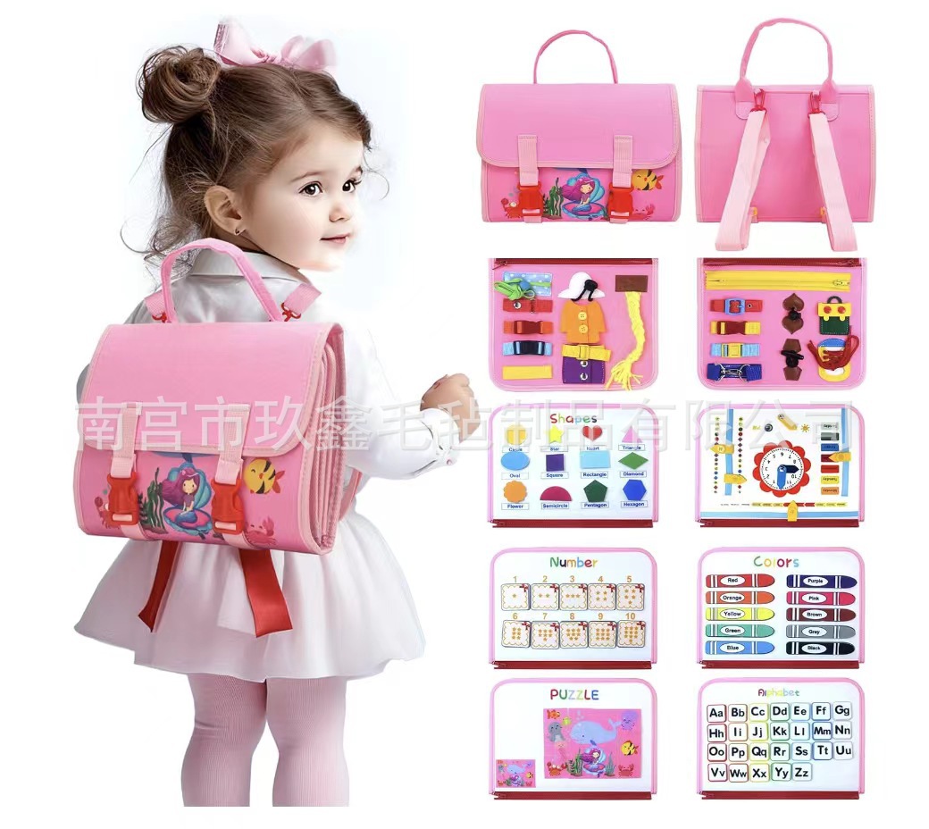 Fábrica de sentido común al por mayor ropa cremallera juguetes fieltro libro tablero de fieltro portátil tablero ocupado portátil