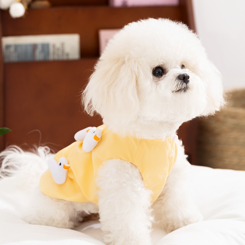Primavera y verano perro gato de dibujos animados lindo perro hippie tridimensional pato pato vestido transpirable ropa para mascotas para perros pequeños y medianos image 3