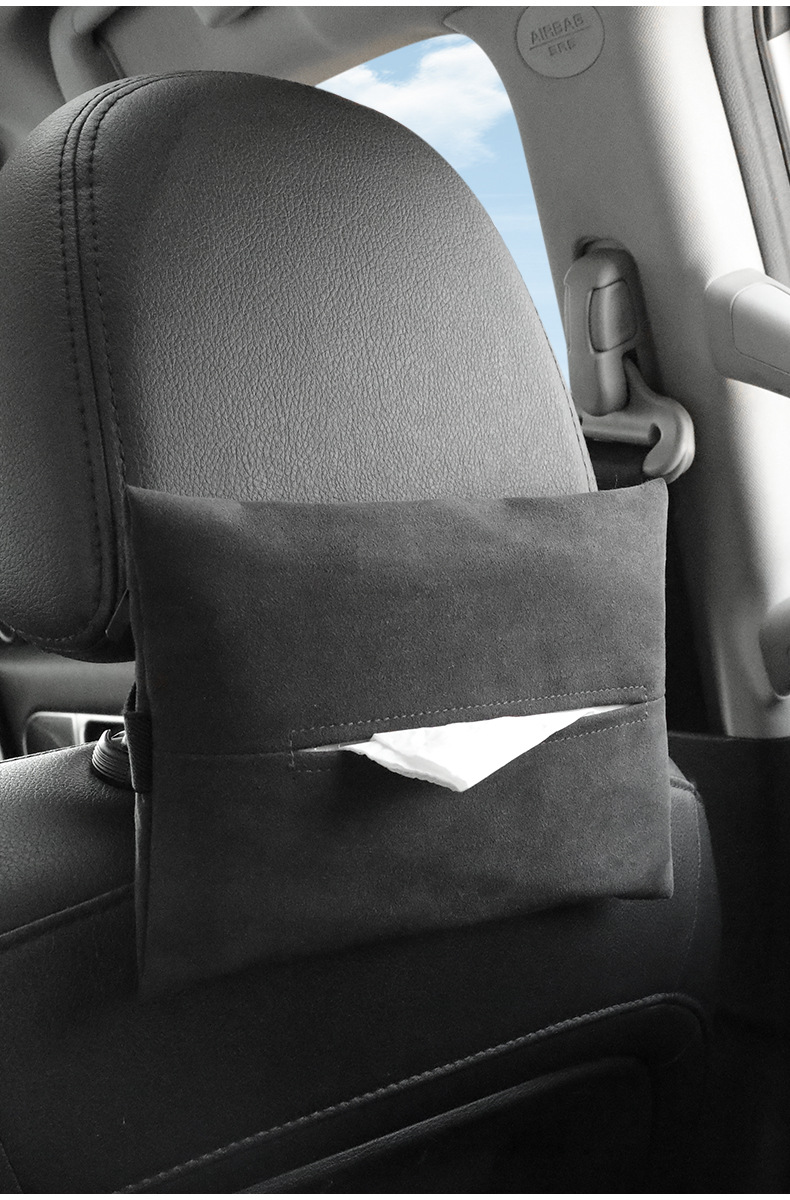 Car Paper Box Central Control Business Armrest Box Car Tissue Box Suede Car Interior Supplies Tissue Bag