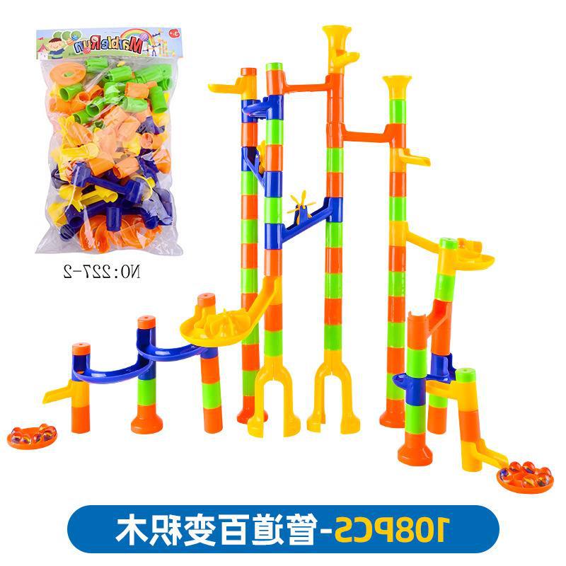 Bloques de construcción de los niños slide montado bola rodante cambiante bloques de construcción pequeña partícula juguetes niños y niñas parada parque al por mayor