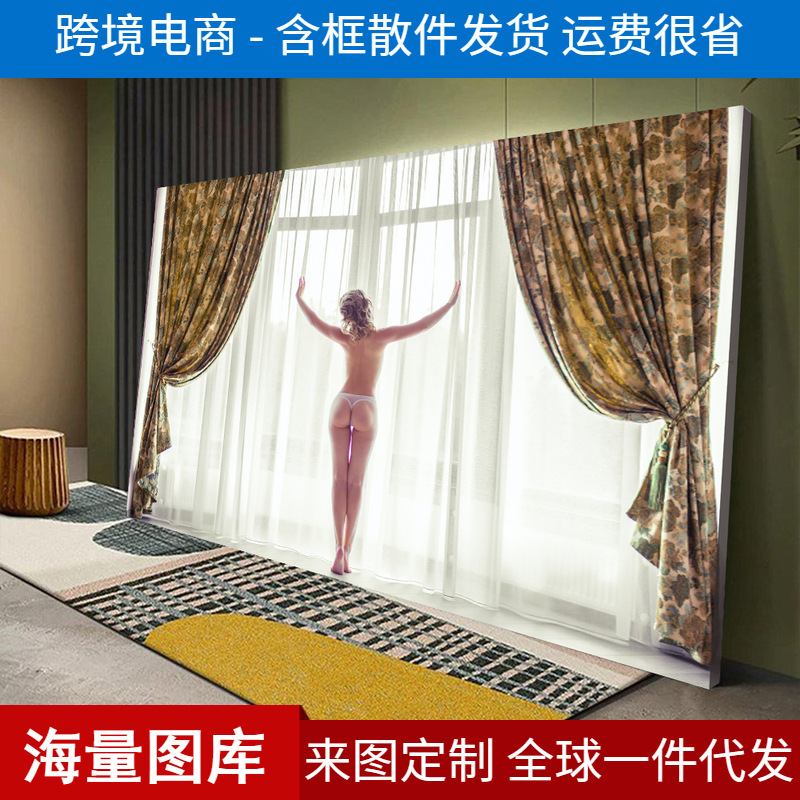 Cross-border sexy underwear beauty decorative painting black and white dimensional secret angel bathroom bedroom living room canvas painting core 3084