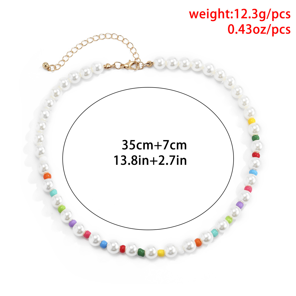 Europe And America Cross Border Ornament Pastoral Beaded Bead Single Layer Necklace Vacation Style Color Mix And Match Round Beads Chain Necklace display picture 9