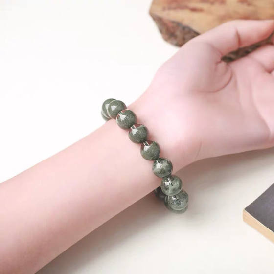 Factory Wholesale Natural Brazil Green Ghost Crystal Bracelet Men's Cornucopia Half Basin Half Landscape Green Ghost Crystal Bracelet