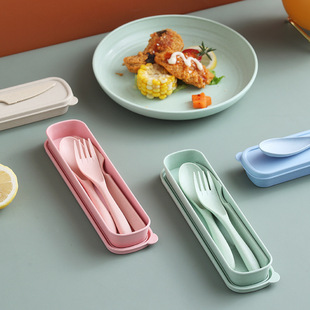 Портативная посуда, уличный пластиковый комплект для школьников для путешествий, 3 предмета, Amazon