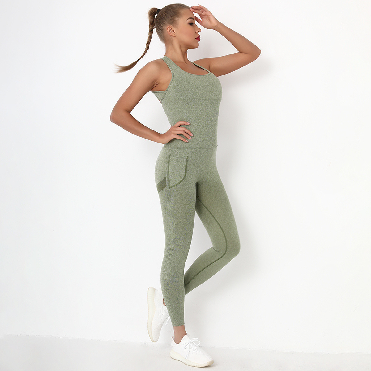 Cross Strapped Backless Sports Jumpsuit NSNS48417