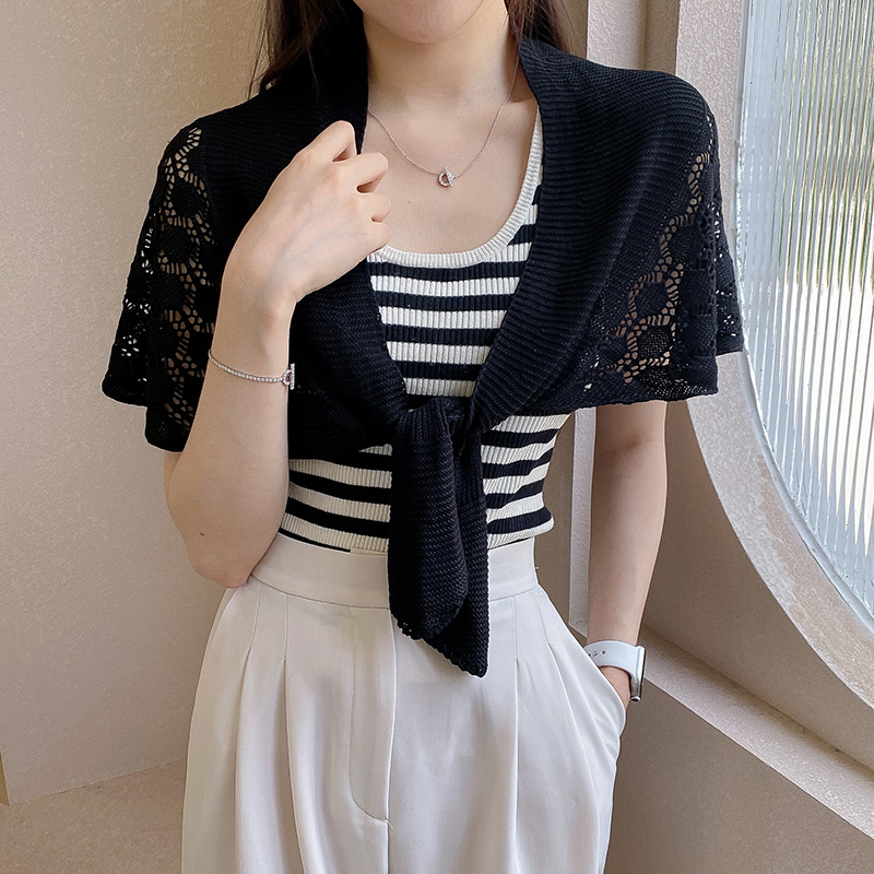 Nido de nido de abeja pequeño chal fuera de estilo de celebridad Red de apoyo cervical de punto sala con aire acondicionado tejido pequeño chal bufanda fuera