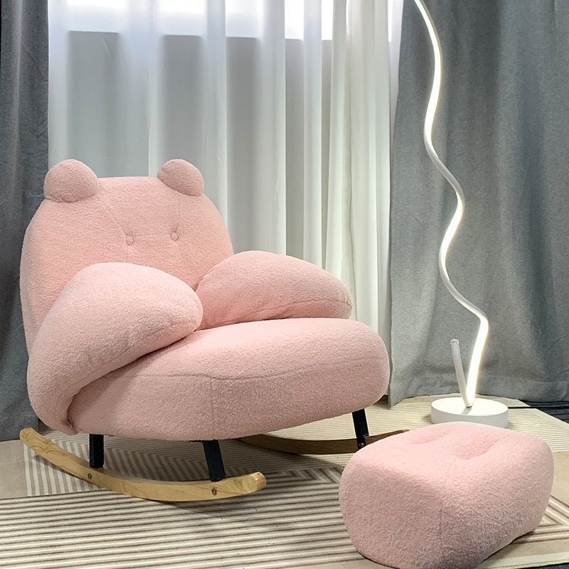 Mecedora de oso grande + pedal - Rosa - Cordero (ajustable, desmontable y lavable)