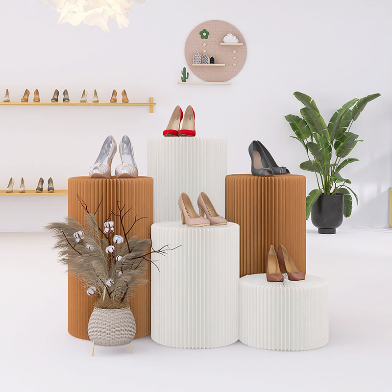 工厂折叠纸圆柱婚庆展示架罗马柱展柜橱窗陈列架商品圆柱展示台