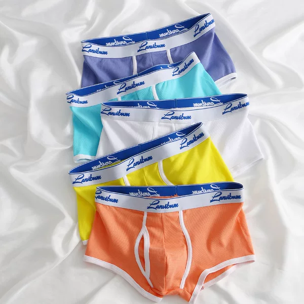 Summer men's underwear solid color boxers threaded cotton plus size mid-waist quick-drying boxer breathable Men's underwear head batch