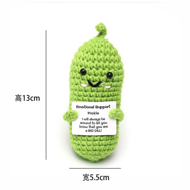 手作りかぎ針編みキュウリ毛糸編みキュウリニット野菜果物人形ストラップ正エネルギー表情バッグ置物