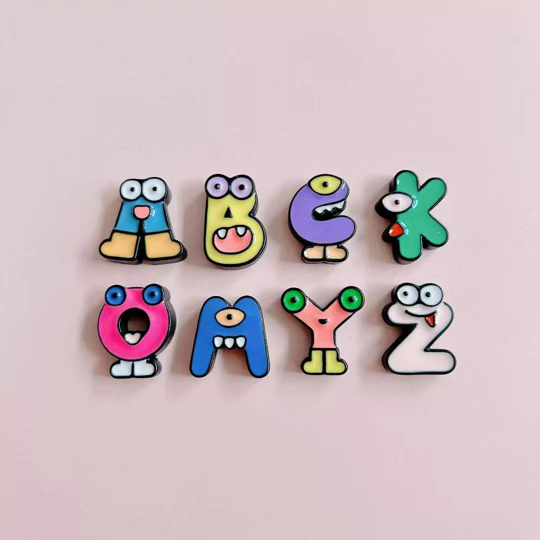 Cartoon plastic colour map with letters, shoelace buckle