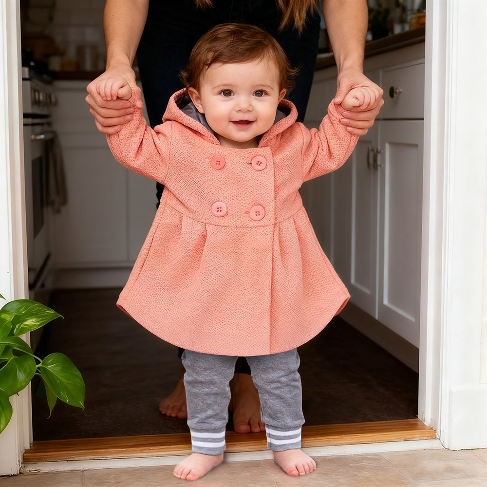 Kids Tales children's clothing children's coat autumn and winter girls windbreaker honeycomb baby jacquard cotton hooded coat Kids Tales children's clothing children's coat autumn and winter girls windbreaker honeycomb baby jacquard cotton hooded coat