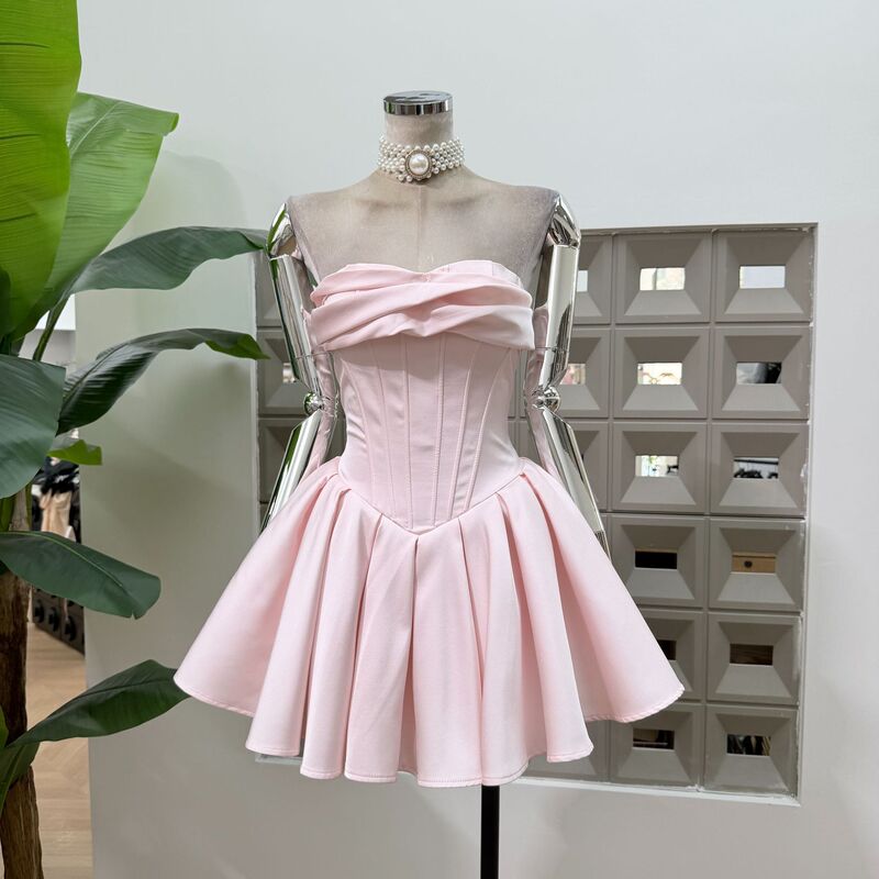 Amazon's Elegant Slim-Fit Ruched Corset-Style Tie-Up Cocktail Dress for Adult Ceremonies and Evening Events