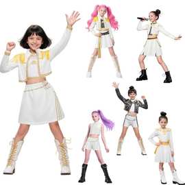 外贸跨境新款 女孩恶魔猎人 服装搭配流行歌手3D印花女装童装套装