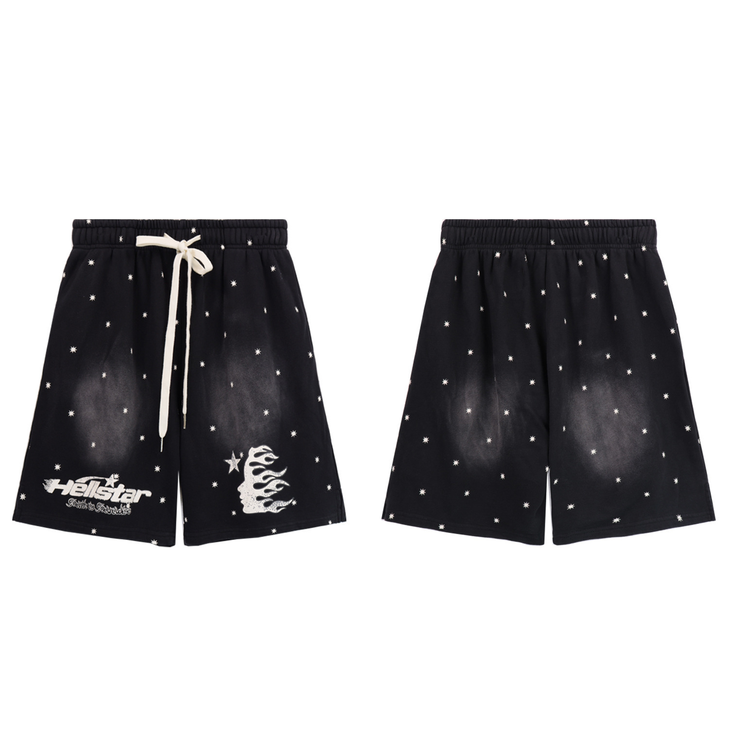 Hell Star lavando y desgastando pantalones cortos casuales 2024 verano nuevo estilo marca de moda europea y americana hip-hop pantalones de cinco puntos hombres y mujeres