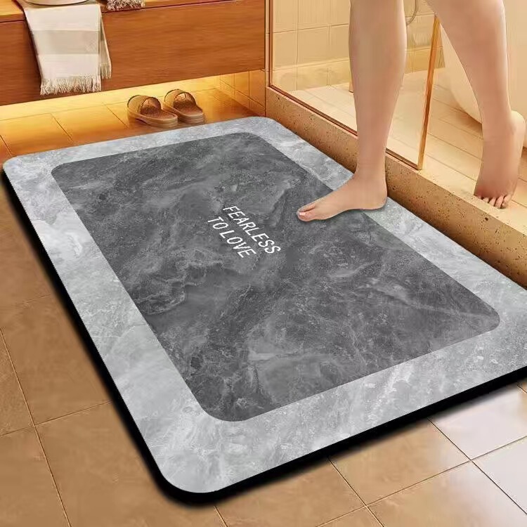 Diatom Mud Mat Thickened Water Absorbent Mat Rubber Bottom Non-Slip Foot Mat Entry Luxury Bathroom Doorway Dirty-Resistant Quick-Drying Entry Door