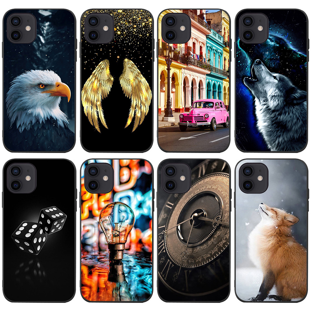 适用iPhone16手机壳软壳外贸新款XR欧美动物羽毛汽车狼狐狸手机壳