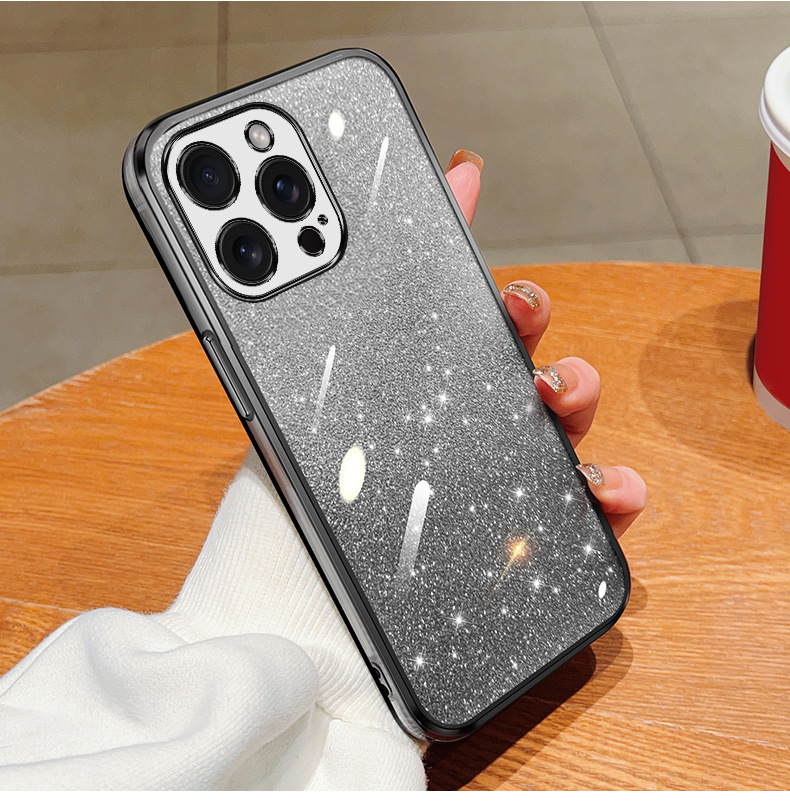 Convient pour Apple 15 étui de téléphone portable nouvelle coque de protection en silicone 14Promax à paillettes électrolytiques pour iPhone 15 13 tout compris_voghion.com
