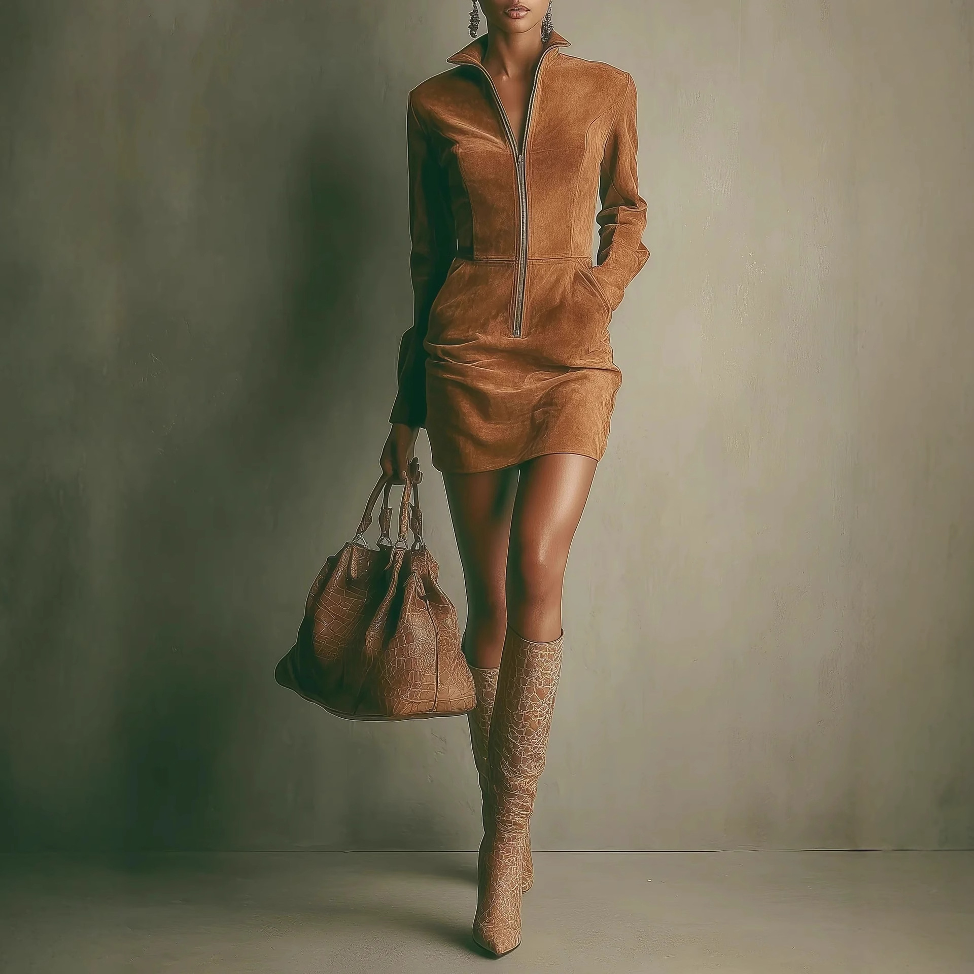 European And American Style Women's Zipper Dress Short/Sleeved Long Sleeve Autumn Winter Independent Website Exclusive_ecoleips.com