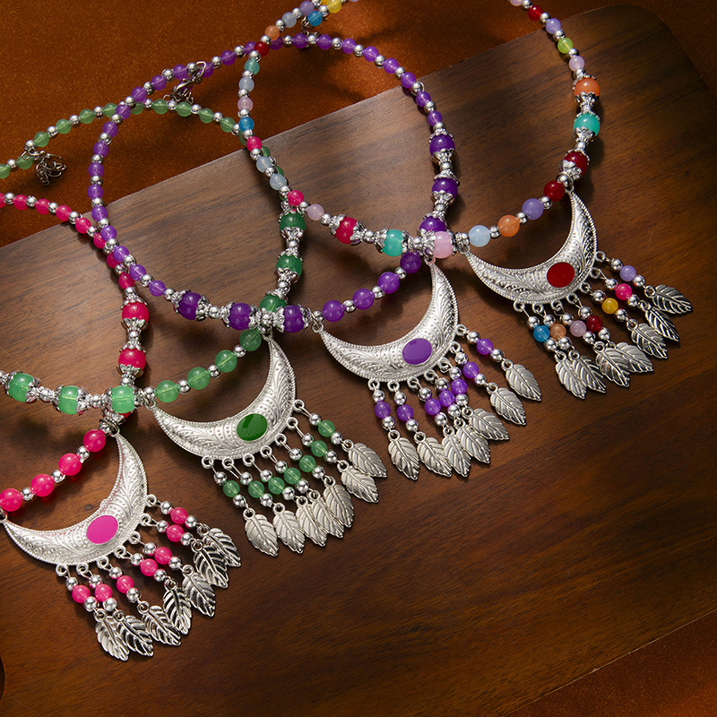 Ethnic beaded bracelet, hair accessory with tassels, retro choker, necklace, boho style, ethnic style