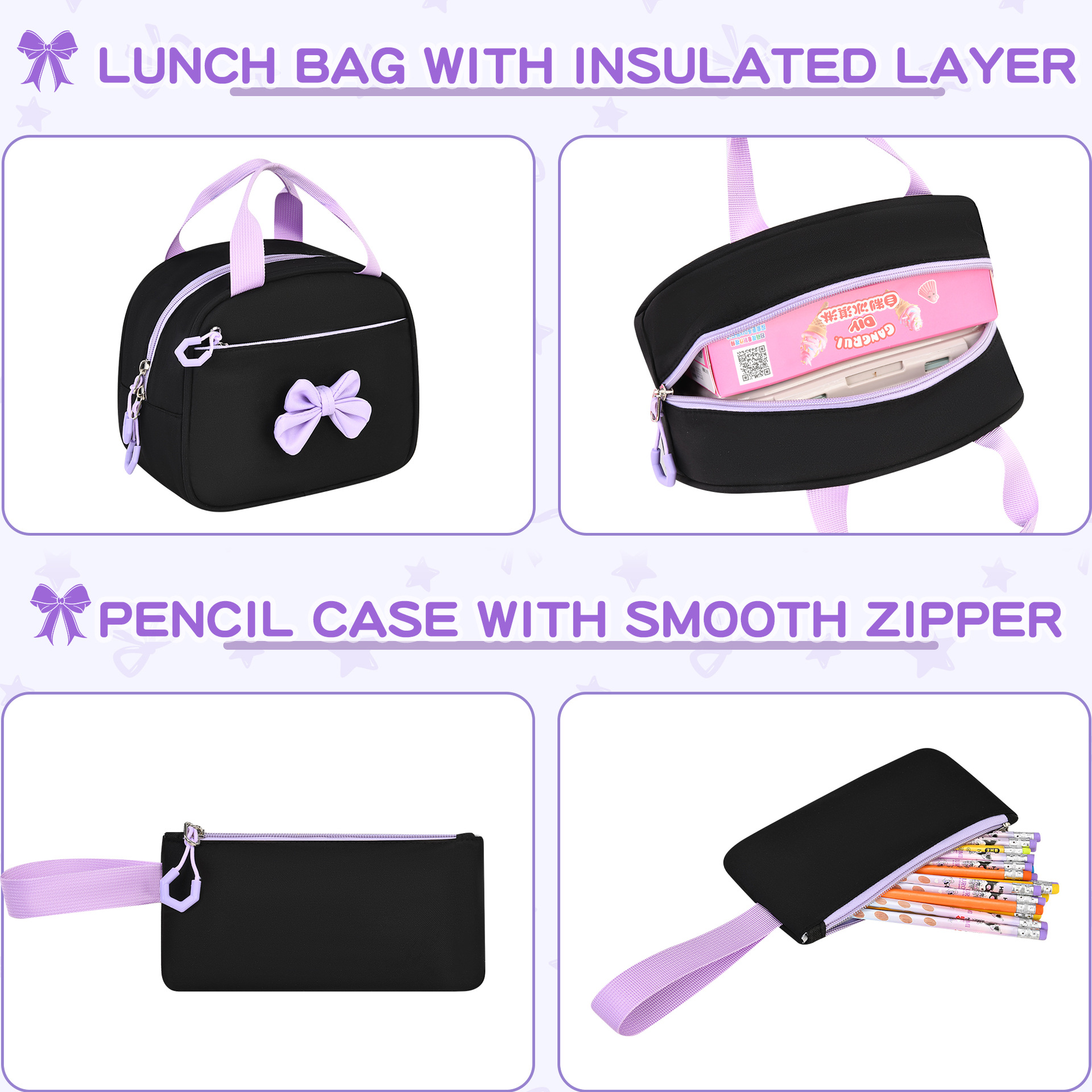 Amazon Best-selling High-capacity Bow Tie Three-piece Set Schoolbag for Girls, Junior and Senior High School and College Students, Backpack