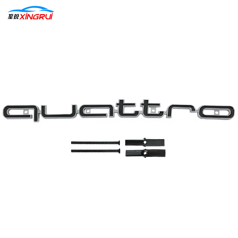 Audi – Grille Badge Quattro for Car logo - quattro-gloss-black-background-bright-silver-edge
