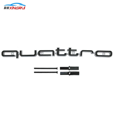 Applicable to Audi A3 A4 Car logo - quattro-bright-black-bottom-bright-silver-edge