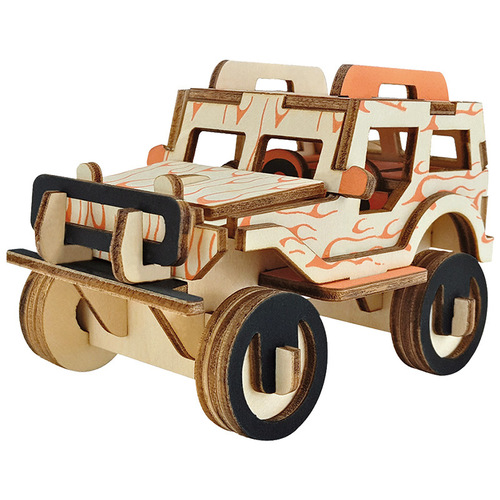 Children's wooden three-dimensional 3D puzzle car model ornaments diy children's educational handmade male toys street stall wholesale