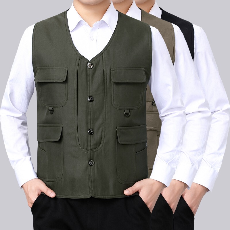 Outdoor Photography Men's Vest Spring and Summer Thin Multi-Pocket Multi-Pocket Middle-aged and Elderly Men's Fishing Waistcoat Vest Outdoor Photography Men's Vest Spring and Summer Thin Multi-Pocket Multi-Pocket Middle-aged and Elderly Men's Fishing Waistcoat Vest
