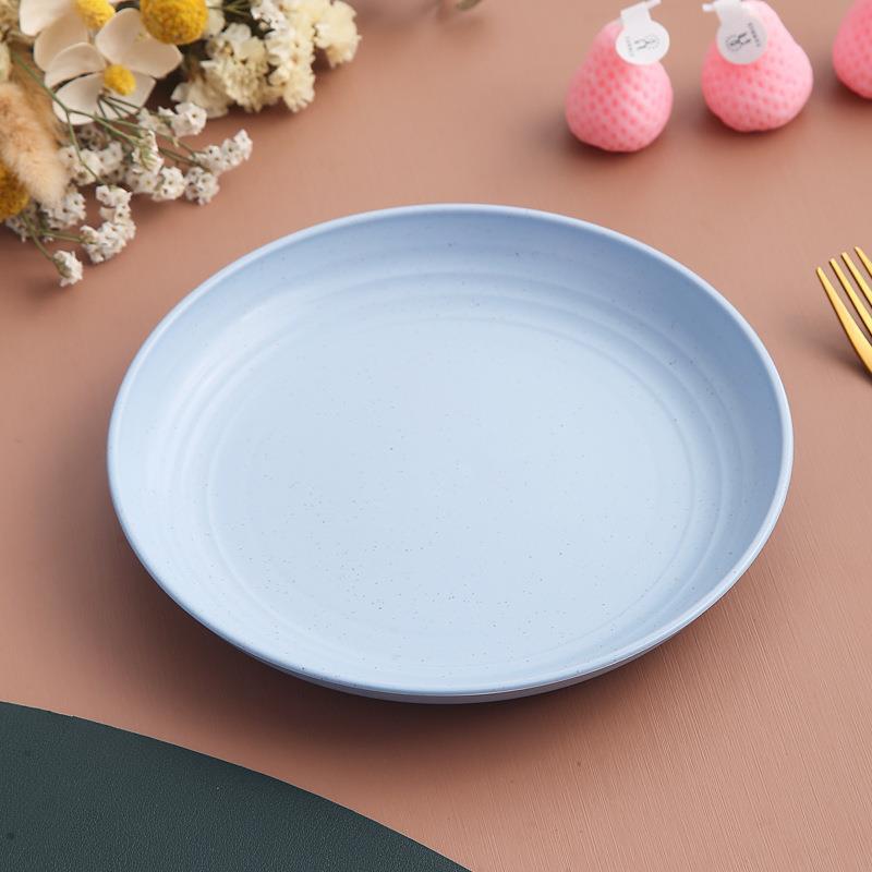 小麦わらプレート 家庭用食器 高級感プラスチックフルーツプレート 大型丸皿 サラダ・デザート・スナックプレート|undefined