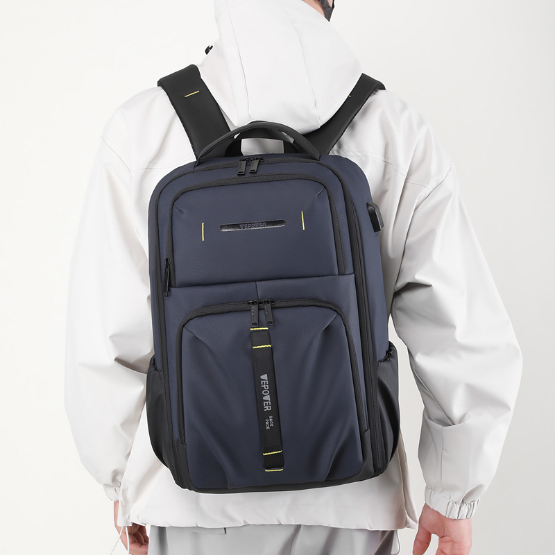 WEPOWER nuevo estilo de moda para hombres mochila de negocios, bolso de cable USB para laptop, mochila ligera