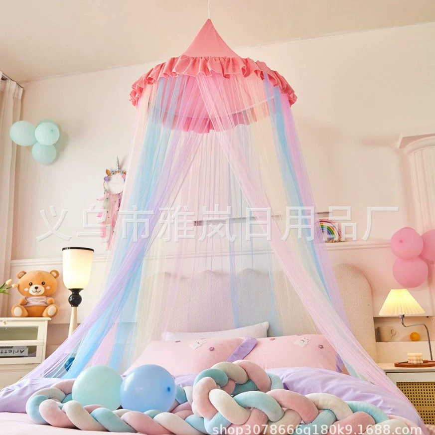2024 новый стиль пылезащитный топ радуга купол москитная сетка мантия детская подвесная кровать палатка без установки