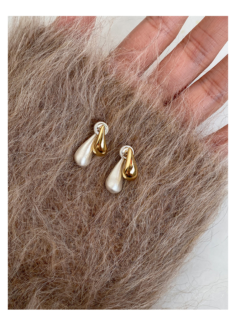 6g Weight 1 Pair Simple Style Water Droplets Mixed Metal Plating Copper Ear Studs