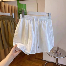 冰丝速干白色短裤女夏大码瑜伽热裤宽松休闲运动短裤松紧腰阔腿裤