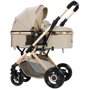 Foreign Trade Cross-Border Baby Stroller, High-View Stroller, Can Sit and Lie Down, Shock-Absorbing, Multi-Functional Stroller, Wholesale
