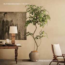 落地植物榕树侘寂中仿生古风景观装饰摆件盆栽仿真绿植假树室内
