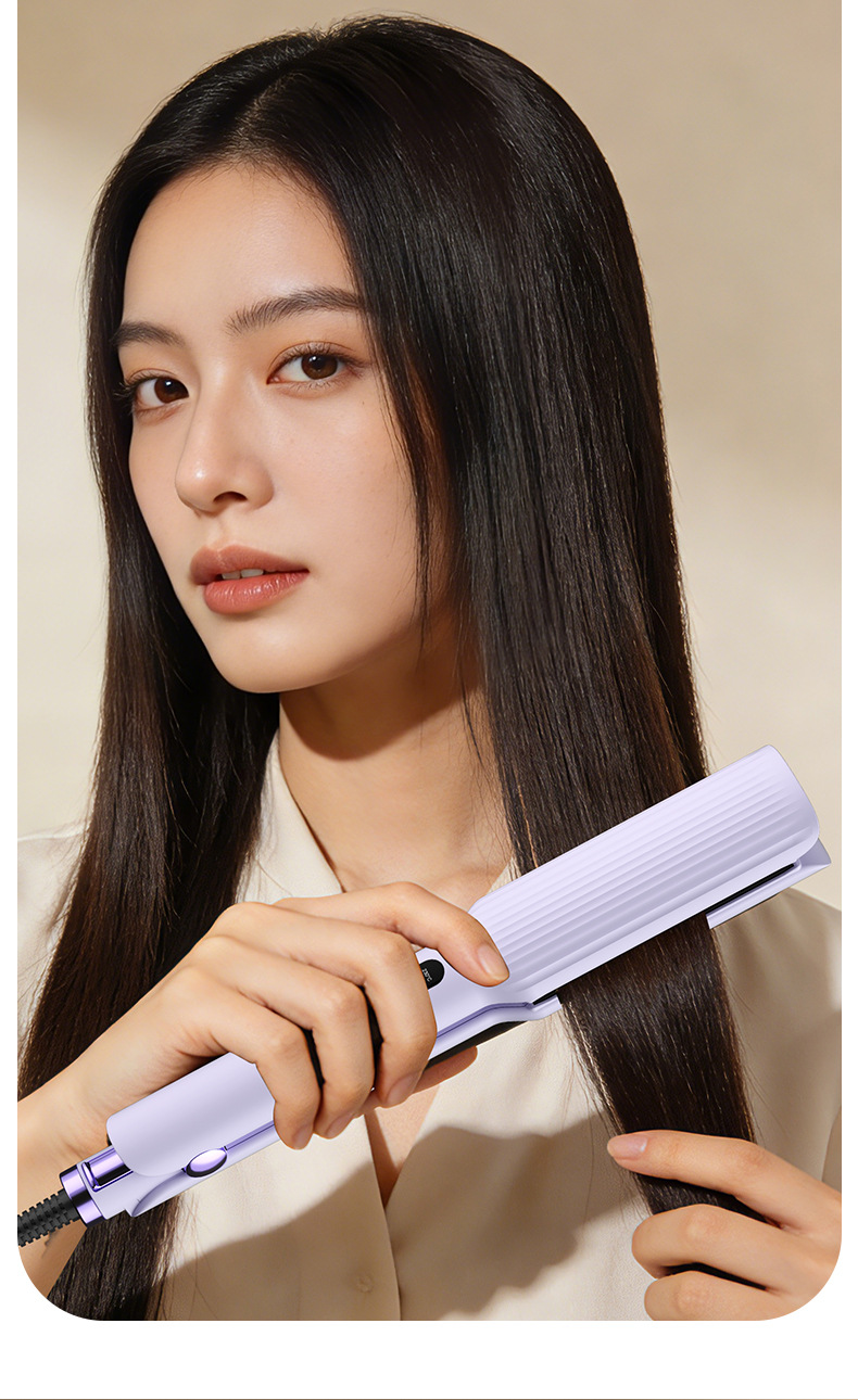 Cross-Border Wet and Dry Dual-Use Hair Straightener Curling and Straightening Portable Straightening Plate Wide Plate Ionic Hair Straightener Multi-Level Temperature Control Curling Iron