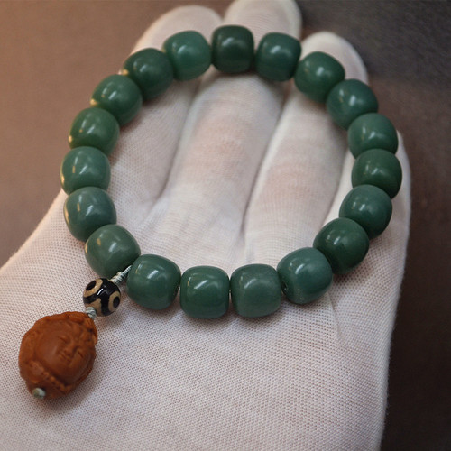 12*11m barrel bead green bodhi root bracelet Men's Olive Guanyin Maitreya Pendant Bodhi Bracelet jewelry gift